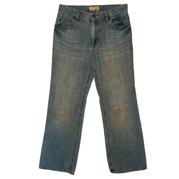 Vintage Y2K Old Navy Light Wash Distressed Denim Low Rise Bootcut Jeans / 16 - Picture 5 of 8